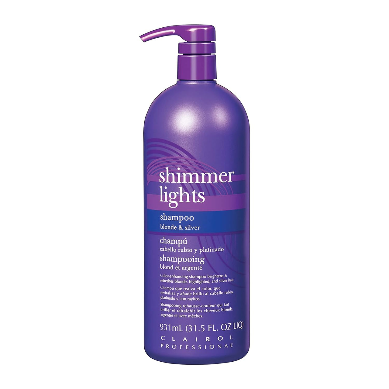 CLAIROL PROFESSIONAL Shimmer Lights Purple Shampoo, 31.5 fl. Oz Neutralizes Brass & Yellow Tones For Blonde, Silver, Gray & Highlighted Hair