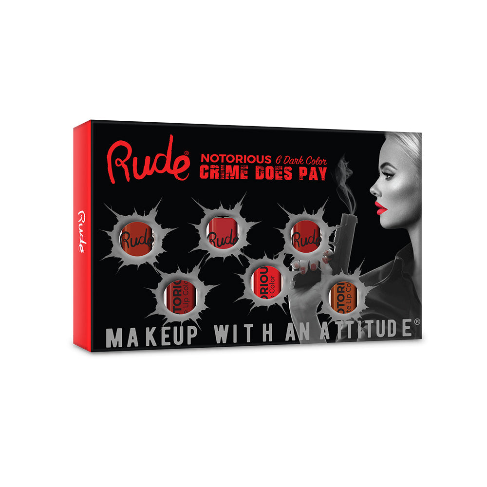 RUDE Crime Does Pay 6 Notorious Liquid Lip Color Set - Dark