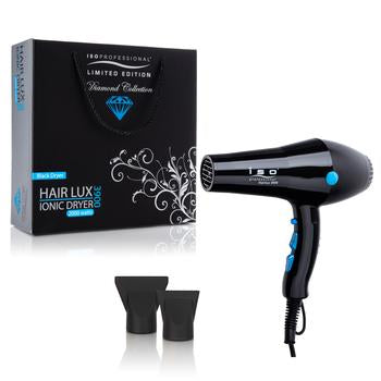 ISO Beauty Diamond Hairlux Hair Hair Dryer - Light Weight, Attractive, Sleek, and Quiet With Heat Sensitive Control System (Black)