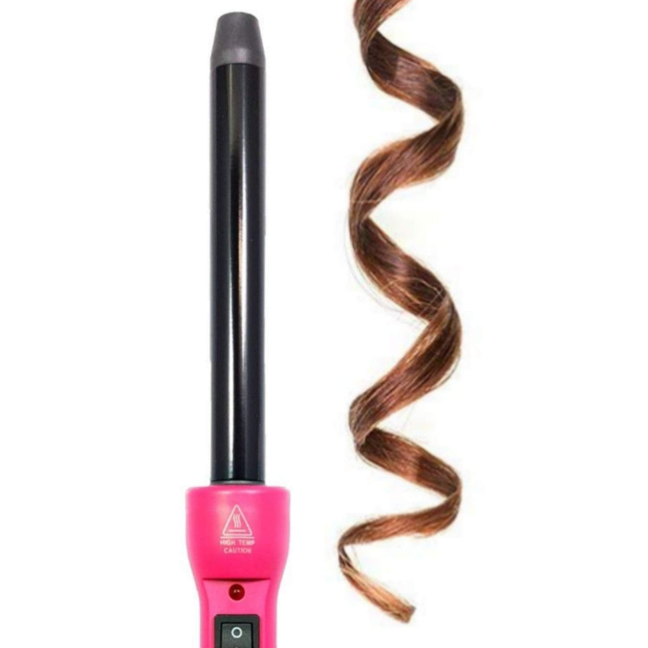 19mm Tapered Tourmaline Ceramic Cool Tip Curling Iron Clipless Hair Twister With Protective Glove Pink Black
