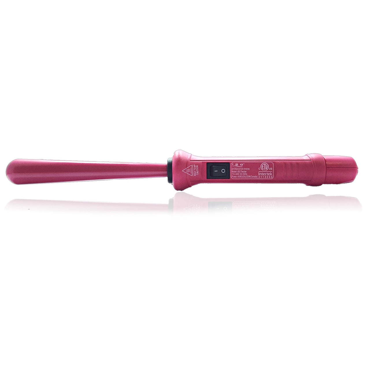 Tapered 13-25mm Tourmaline Ceramic Curling Iron Clipless Hair Twister Pink with Protective Glove