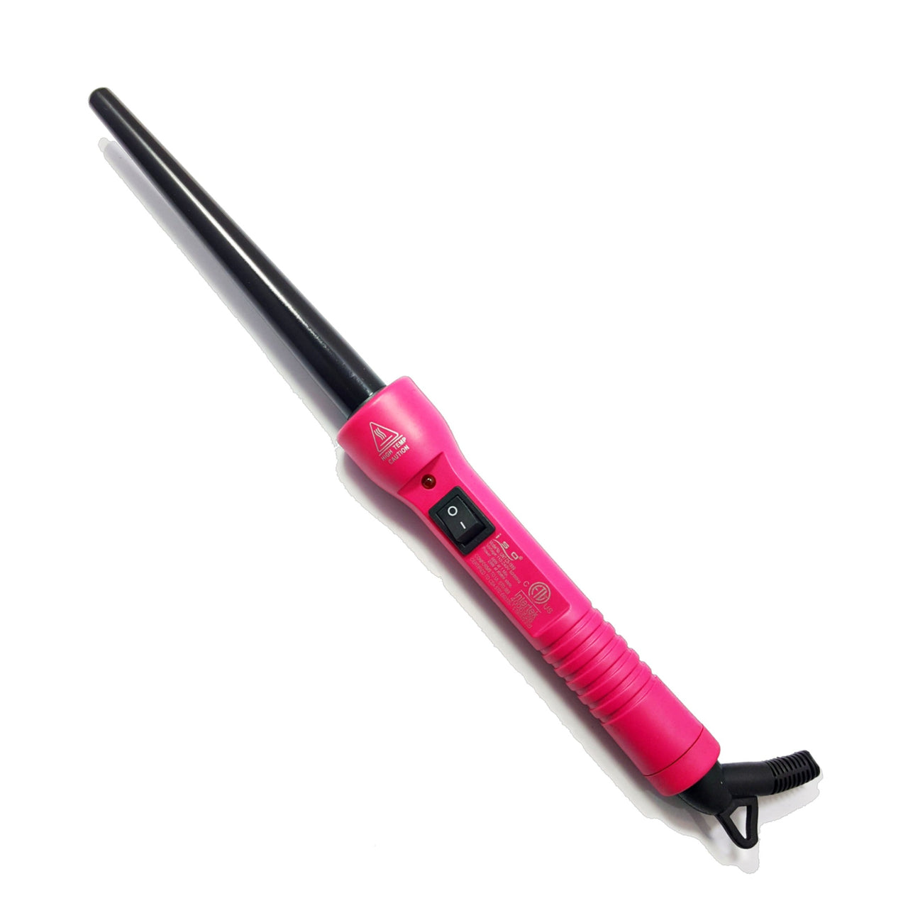 9-18mm Tapered Tourmaline Ceramic Cool Tip Curling Iron Clipless Hair Twister With Protective Glove Pink Black