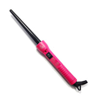 Thumbnail for 9-18mm Tapered Tourmaline Ceramic Cool Tip Curling Iron Clipless Hair Twister With Protective Glove Pink Black