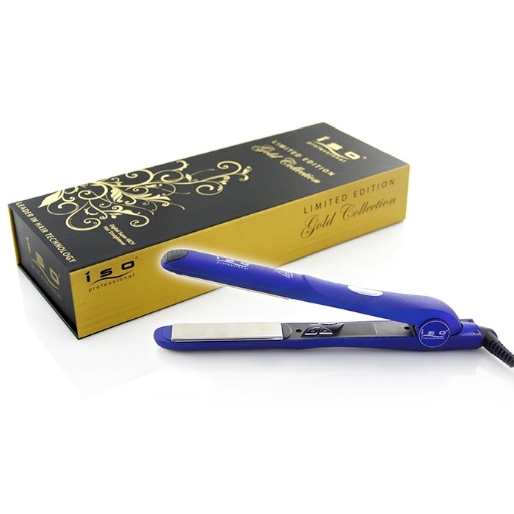 Gold Collection 1.5" Titanium Flat Iron Hair Straightener Digital Infrared with Adjustable Temperature Blue