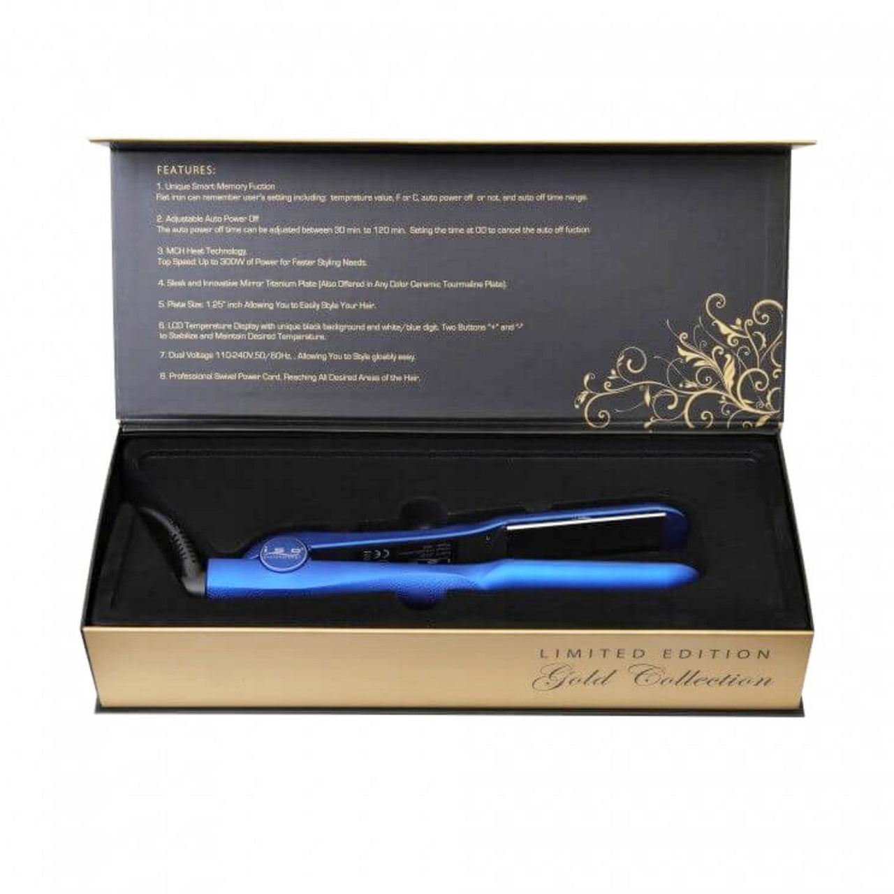 Gold Collection 1.5" Titanium Flat Iron Hair Straightener Digital Infrared with Adjustable Temperature Blue