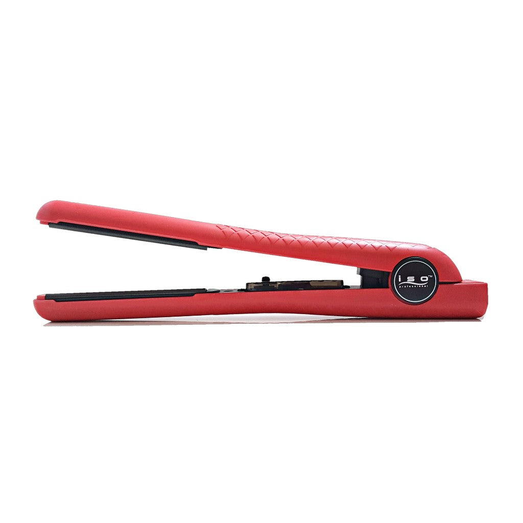 Hair Styling Set 1.25" Hair Straightener, Curling Iron Wand and Mini Flat Iron Set Solid Red