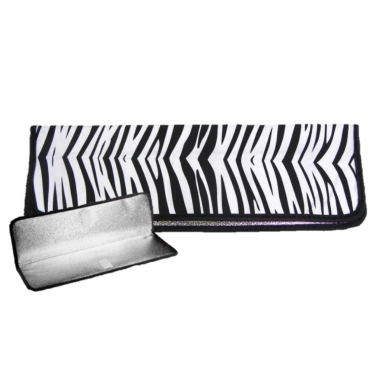 Heat Protective Mat Soft Touch Felt Exterior Velcro Closure for Easy Travel - White Zebra