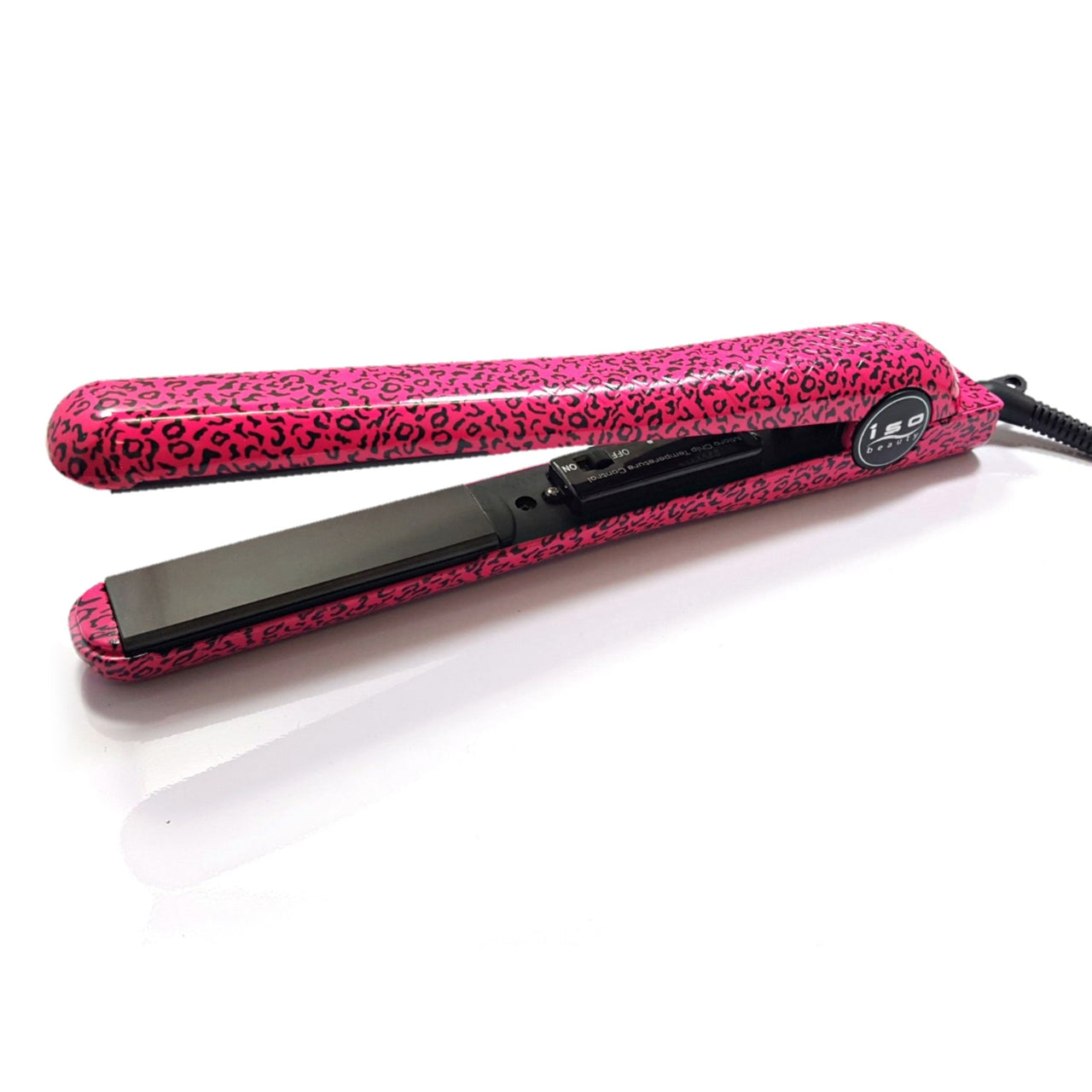 Limited Edition Pink Leopard 1.25" Ceramic Flat Iron Hair Straightener with Adjustable Temperature