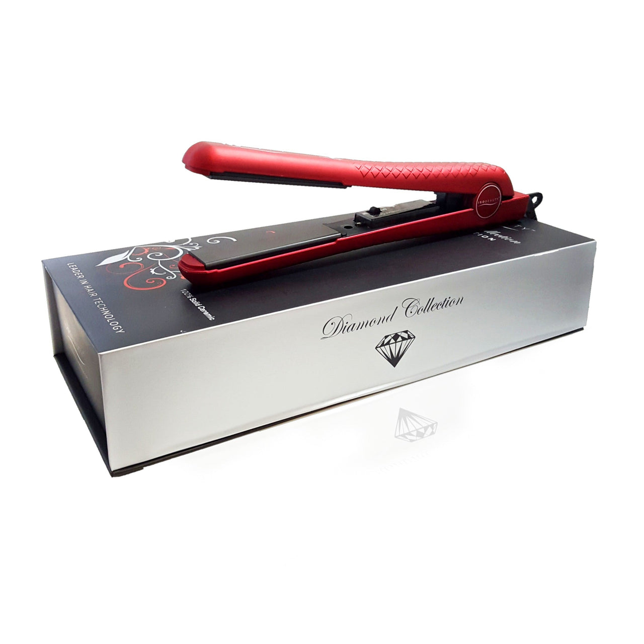 Soft Touch 1.25" Ceramic Plates Flat Iron Straightener with Adjustable Temperature Metallic Red