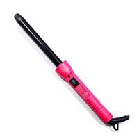 Thumbnail for 19mm Tapered Tourmaline Ceramic Cool Tip Curling Iron Clipless Hair Twister With Protective Glove Pink Black