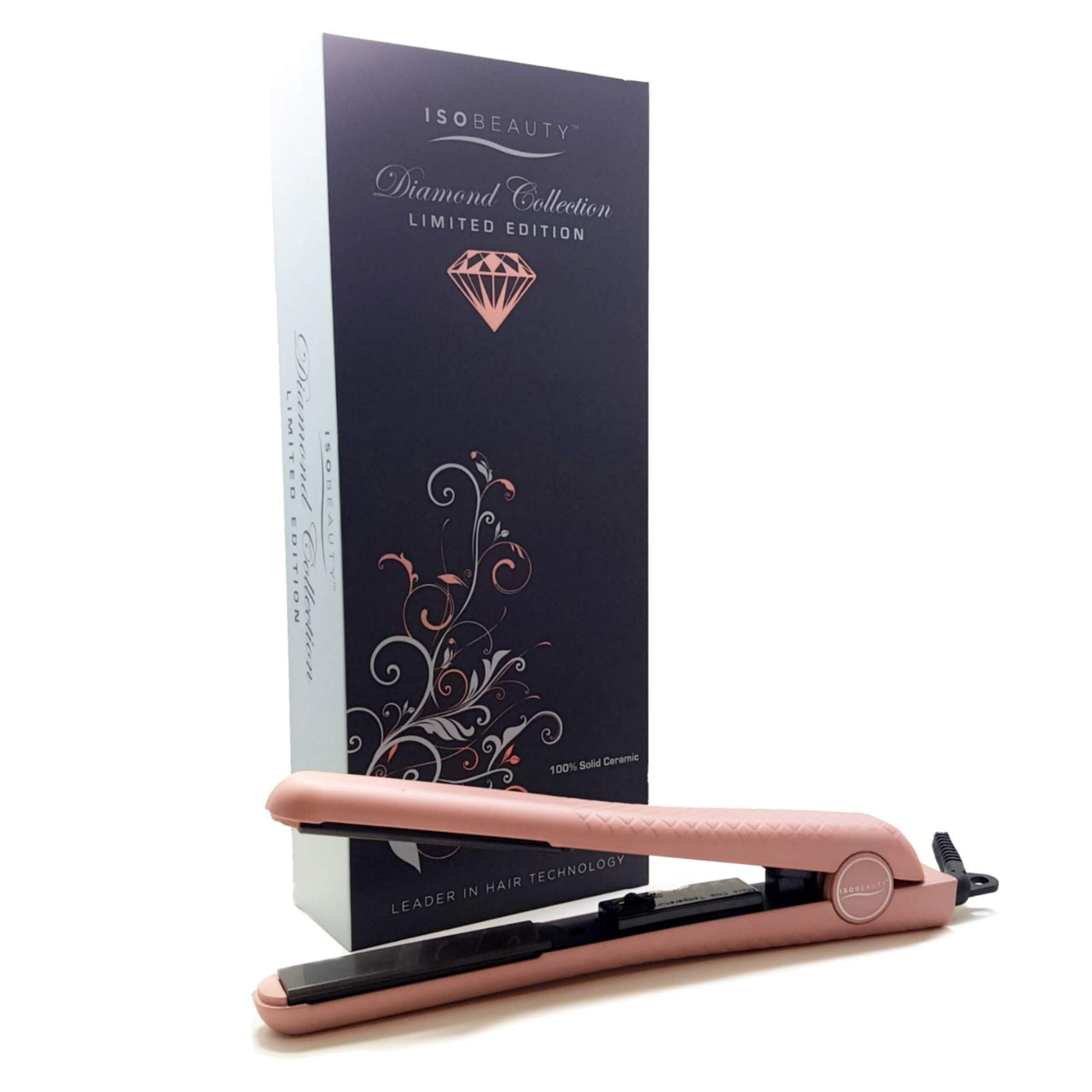 Soft Touch 1.25" Ceramic Plates Flat Iron Straightener with Adjustable Temperature Rose Gold
