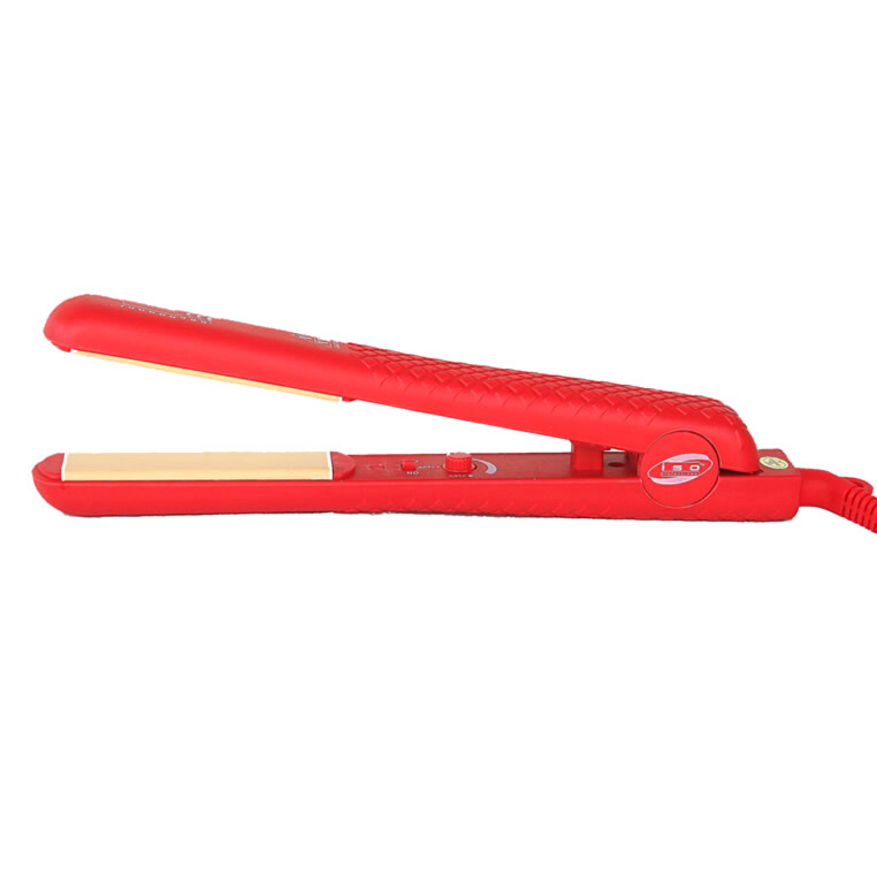 Red Vintage 1.25" Yellow Floating Ceramic Flat Iron Straightener with Adjustable Temperature