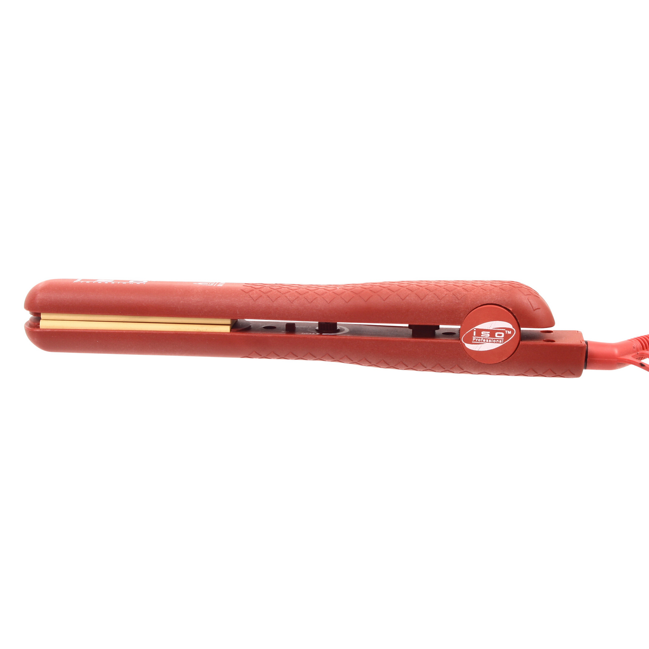 Red Vintage 1.25" Yellow Floating Ceramic Flat Iron Straightener with Adjustable Temperature