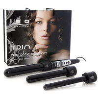 Thumbnail for 19 25 32mm Trio 3-In-1 Interchangeable Professional Tourmaline-Infused Ceramic Digital Curling Set Black