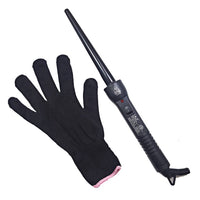 Thumbnail for 9-18mm Tourmaline Ceramic Curling Iron Clipless Hair Twister with Protective Glove Black