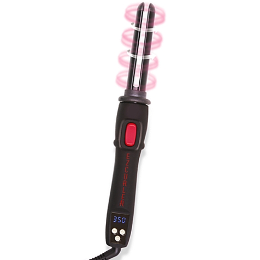 EZ Styling Curler Spinning Ceramic Tourmaline Plates with Digital Temperature Controls and Protective Glove