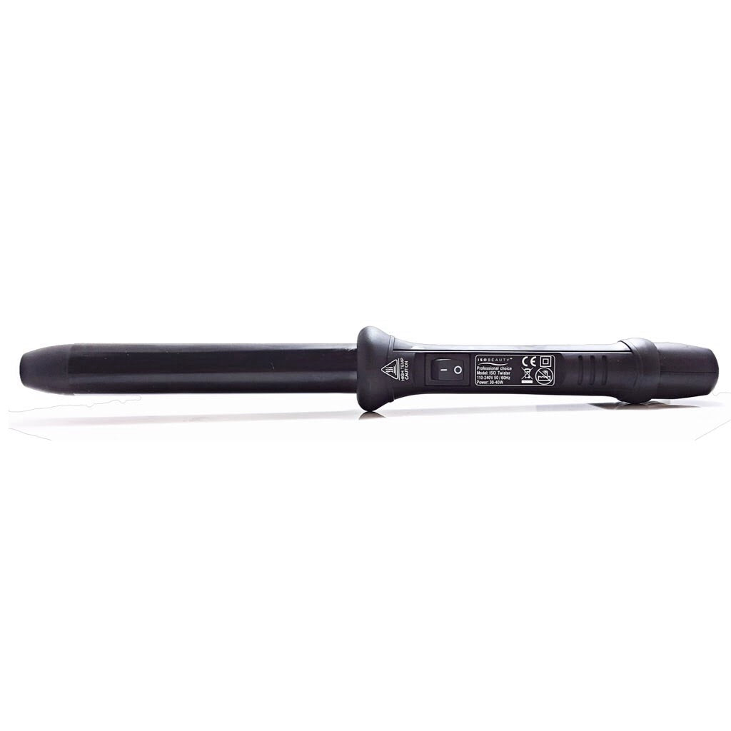 25mm Tourmaline Ceramic Cool Tip Curling Iron Clipless Hair Twister with Protective Glove Black