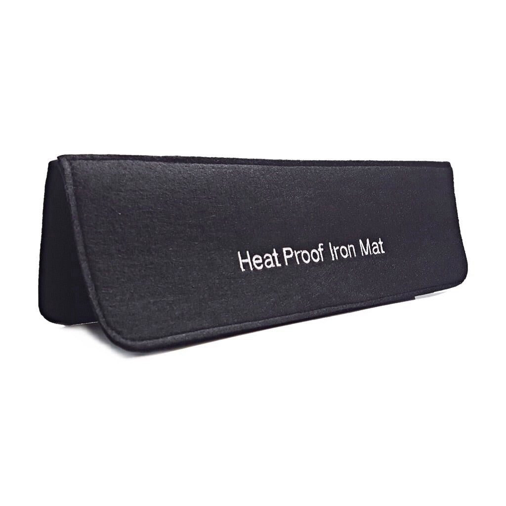 Heat Protective Mat Soft Touch Felt Exterior Velcro Closure for Easy Travel - Black